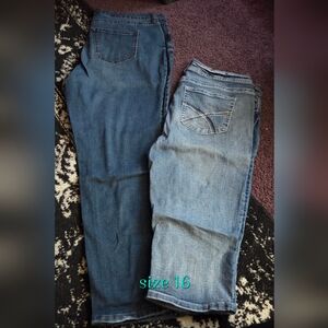 2 Pair Women’s Blue Jeans - Classic Denim (Size 16)
